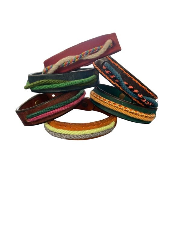 Bracelet en cuir et tressage coton