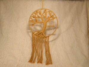 Suspension en macramé "arbre de vie et balançoire" marron