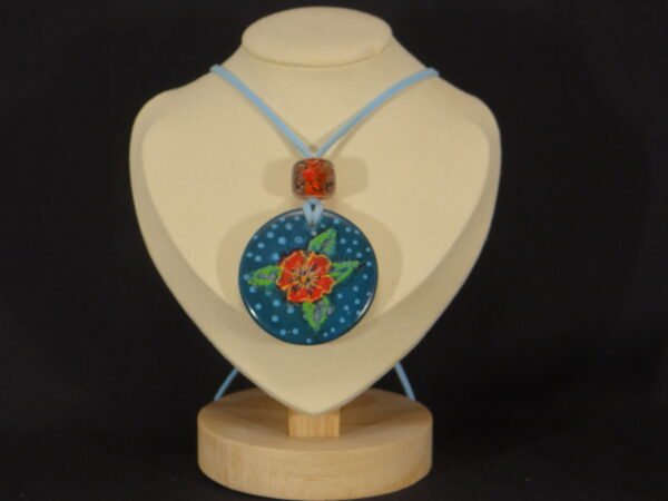 DSC02040 Colliers pendentif rond en porcelaine et perle décorative