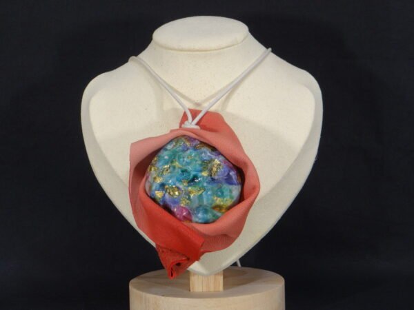 DSC02131 Colliers en cuir et en argile peints à la main - Modèle "Galaxie"